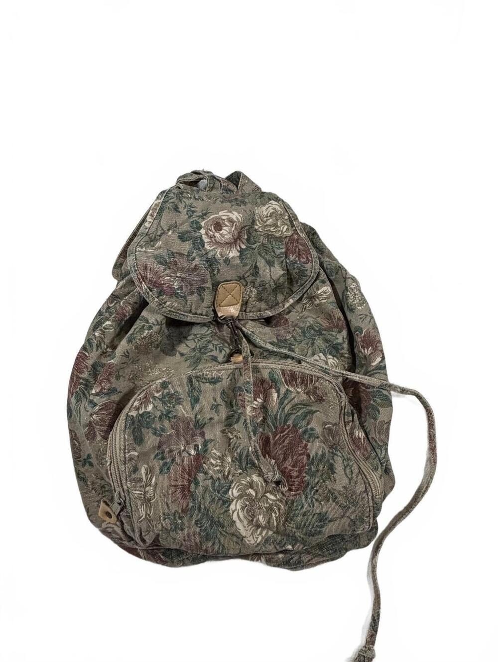 Vintage 90s Gitano Floral Tapestry Canvas Cotton Backpack One Size